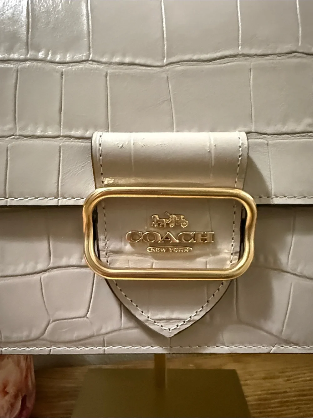 Coach Morgan square crossbody In Crocodile-Embossed Leather; Like New!